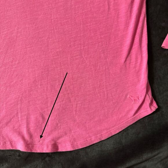 PINK Victoria’s Secret Small Varsity Stripe Long Sleeve Tee, Hot Pink - Cozy Fit - Picture 11 of 11